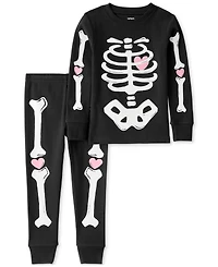 Carter's Toddler Girls Glow-in-The-Dark Skeleton Pajamas, 2 Piece Set