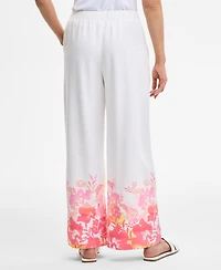 Jm Collection Women's Linen-Blend Printed Pants, Exclusively at Macy's