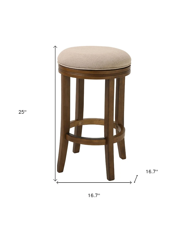 Backless Swivel Counter Height Bar Chair – Solid Wood Frame for Kitchen or Dining Use
