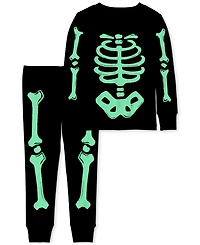 Carter's Toddler Glow Halloween Skeleton 100% Snug-Fit Cotton Pajamas, 2 Piece Set