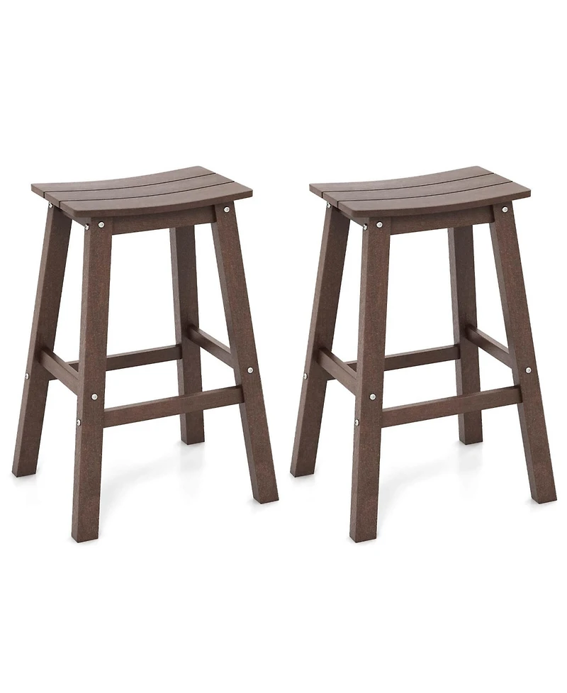 29" Patio Bar Stool Set of 2 with Curved Seat & Footrests for Backyard Outdoor