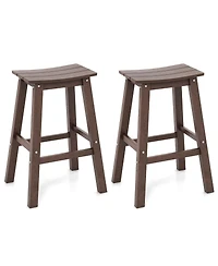 29" Patio Bar Stool Set of 2 with Curved Seat & Footrests for Backyard Outdoor