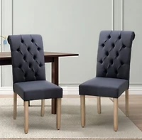 Tufted Linen Dining Parsons Chairs Set of Two for Stylish Home Dining Seating
