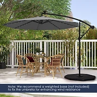 Gymax 10 Ft Solar Led 40 Lights Offset Umbrella Crank Cross Base Patio