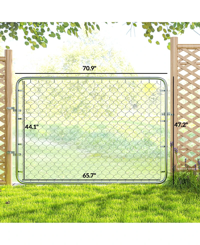 Outsunny Chain Link Fence Gate, Galvanized Steel Garden Gate