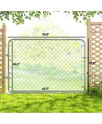Outsunny Chain Link Fence Gate, Galvanized Steel Garden Gate