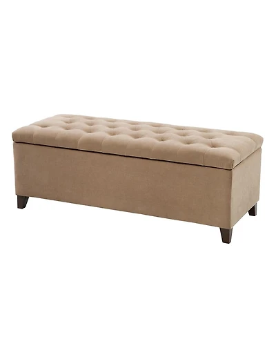 Tufted Upholstered Storage Bench with Button Top, Solid Wood Legs for Bedroom or Living Room, Hidden Blanket-The Pop Home