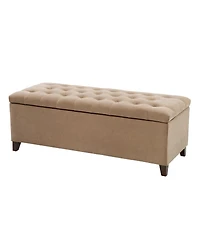 Tufted Upholstered Storage Bench with Button Top, Solid Wood Legs for Bedroom or Living Room, Hidden Blanket-The Pop Home