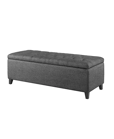 Tufted Upholstered Storage Bench with Button Top, Solid Wood Legs for Bedroom or Living Room, Hidden Blanket-The Pop Home