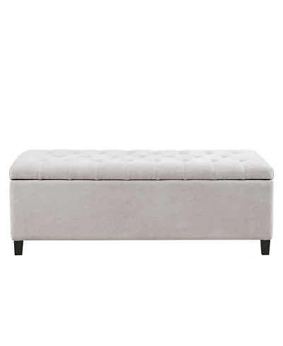 Tufted Upholstered Storage Bench with Button Top, Solid Wood Legs for Bedroom or Living Room, Hidden Blanket-The Pop Home