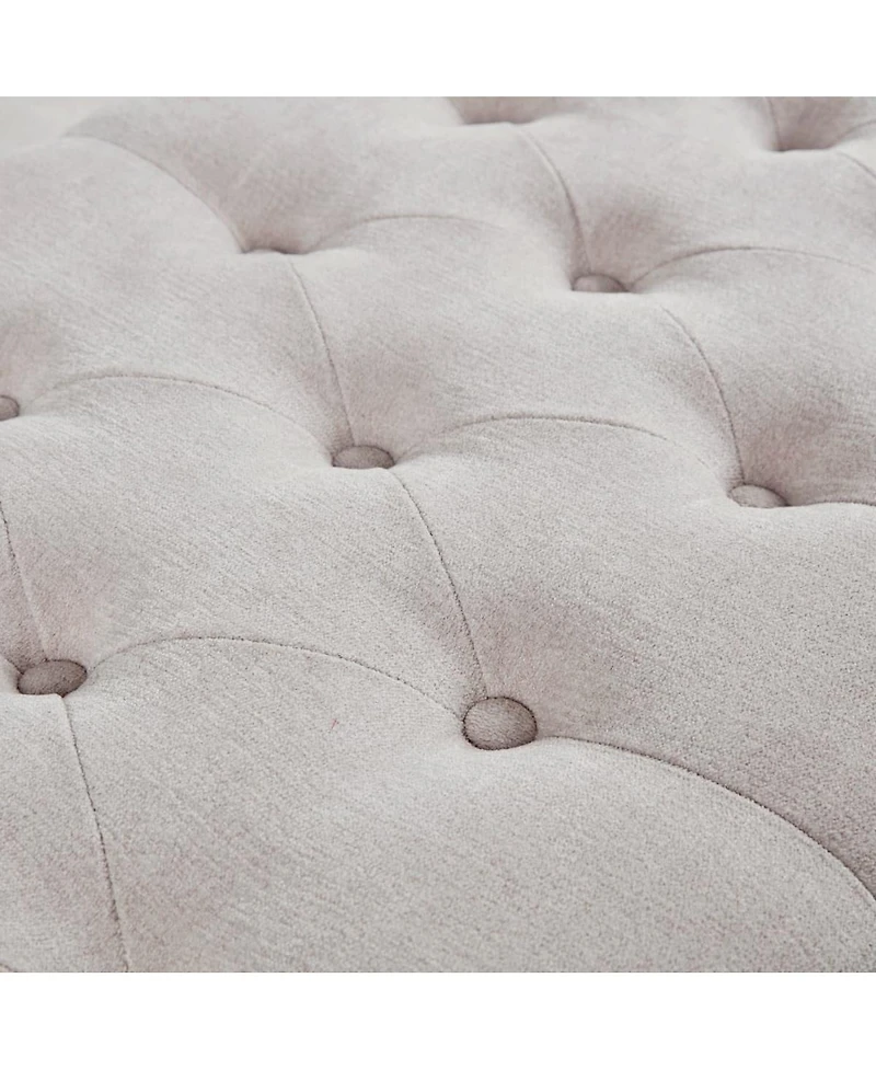 Tufted Upholstered Storage Bench with Button Top, Solid Wood Legs for Bedroom or Living Room, Hidden Blanket-The Pop Home