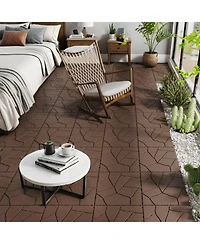 Streamdale 12" Deck Tiles, Diy Interlocking, Indoor/Outdoor, Easy Install, 44pcs Red Brown