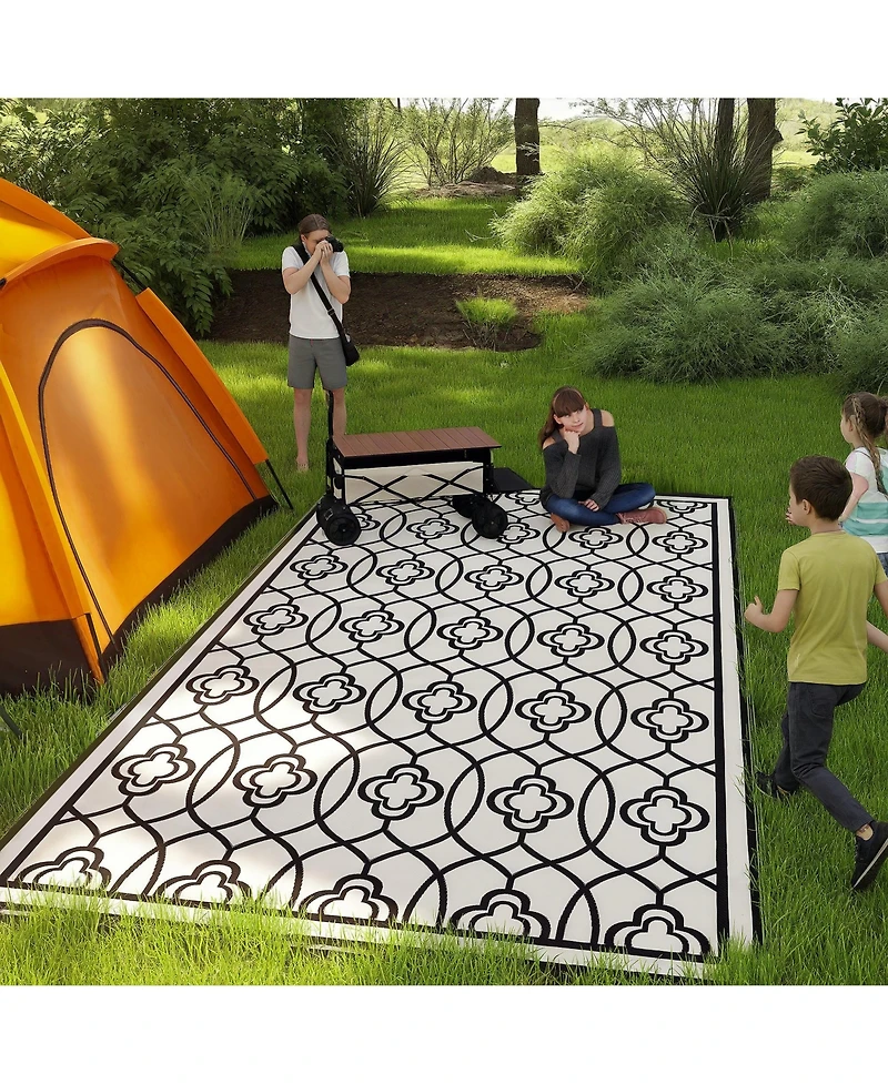 Outsunny Outdoor Rug, 9' x 18' Floor Mat, Lantern