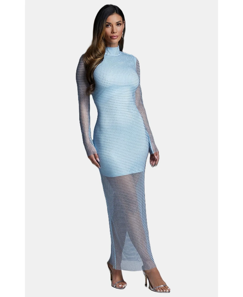 Bebe Women's Sparkle Mesh Gown