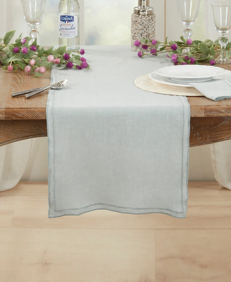 Saro Lifestyle Stonewashed Overlock Edge Table Runner