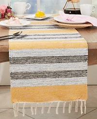 Saro Lifestyle Fringe Edge Striped Table Runner