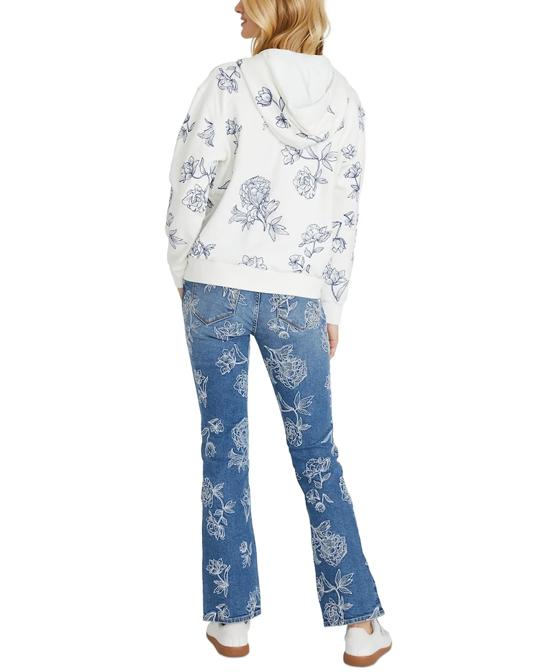 Driftwood Women's Cotton Floral Zip Hoodie X Azur Etched