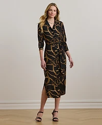 Lauren Ralph Women's Belting-Print Crepe Shirtdress