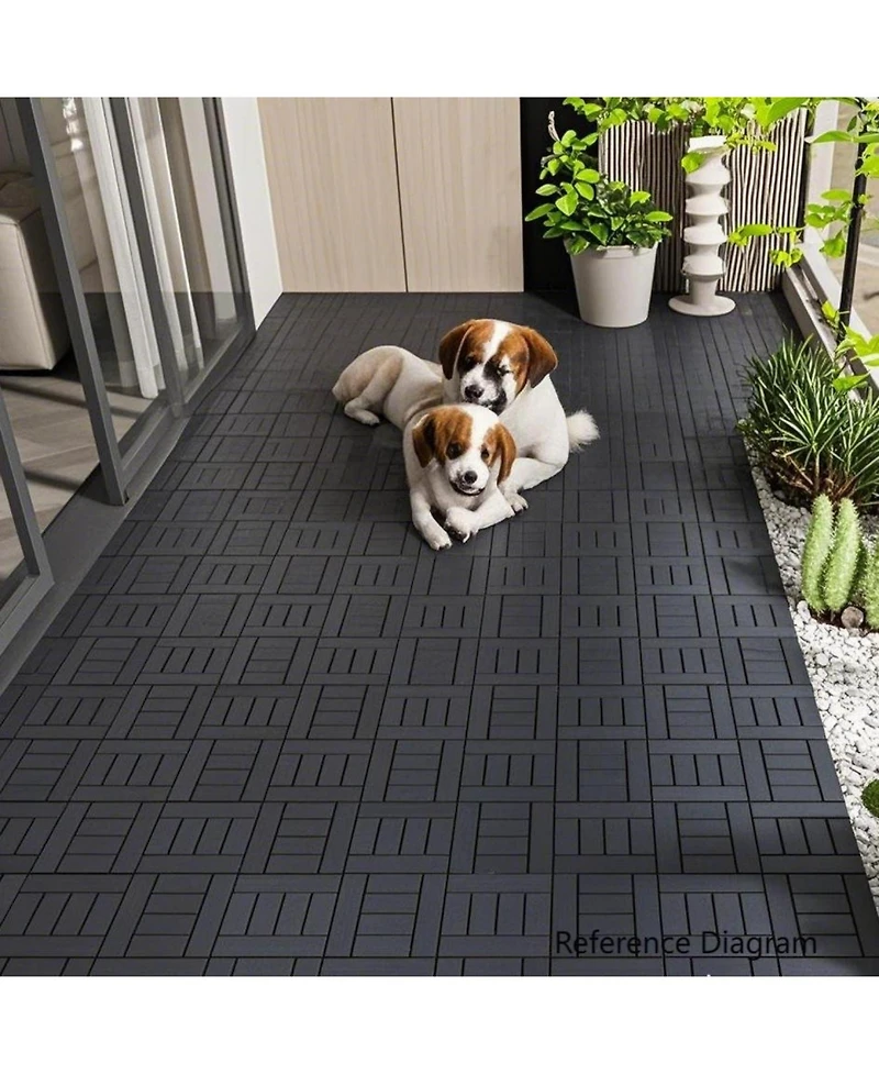 Streamdale 12" Deck Tiles, Interlocking, Indoor/Outdoor, Easy Install, 44pcs, Dark Gray