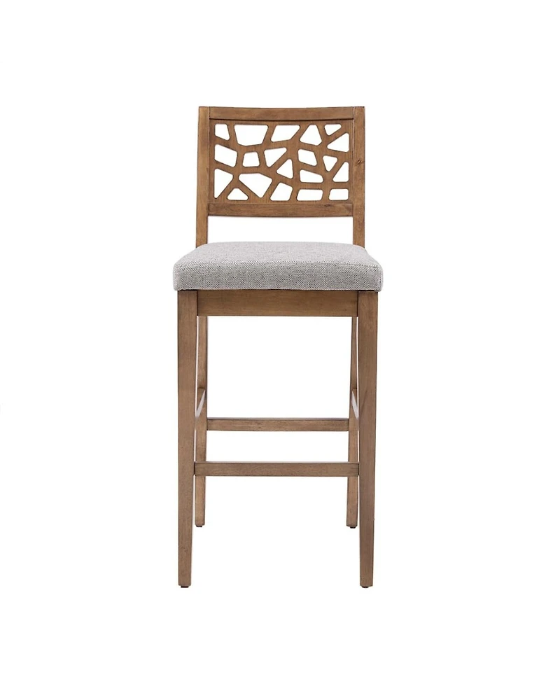Set of 1 Counter Height Stool with Upholstered Seat, Cracked Ice Back Oak Veneer for Kitchen Island or Dining Room-The Pop Home