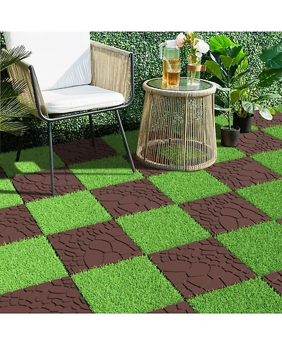 Streamdale 12" Patio Deck Tiles, Diy interlocking, 44pcs Red Brown