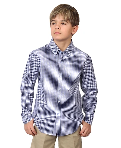 Tailorbyrd Big Boys Signature Gingham Long Sleeve Shirt