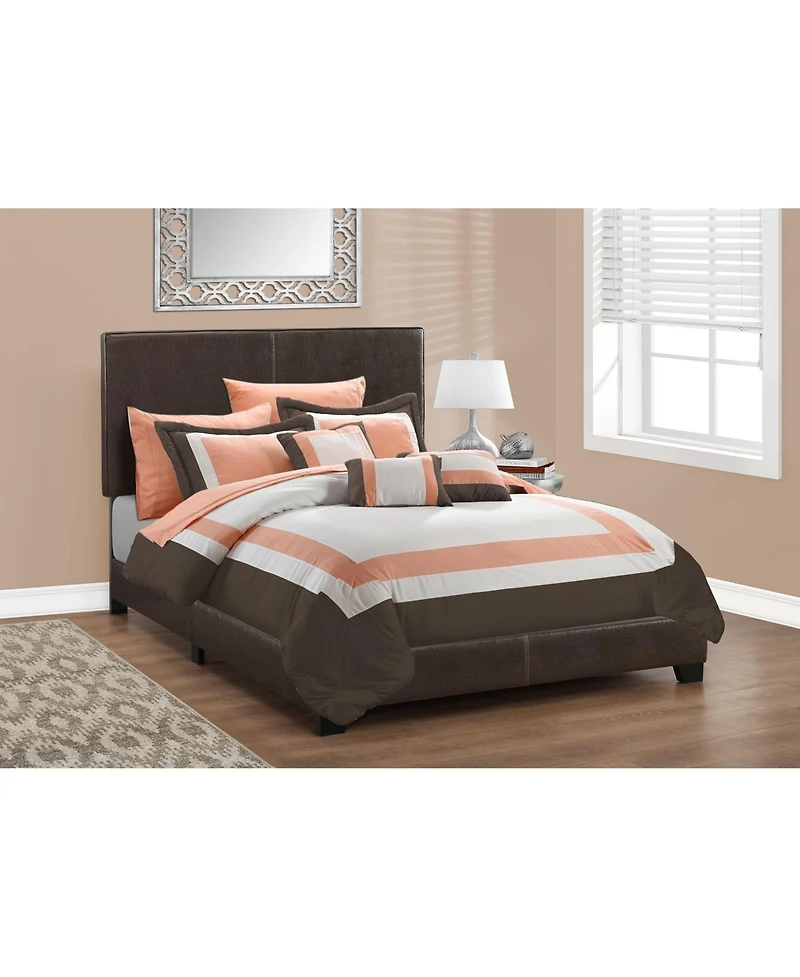 Solid and Manufactured Wood Full Upholstered Faux Leather Bed Frame