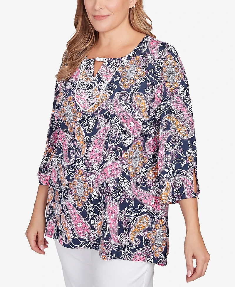 Ruby Rd. Plus Beaded Neck Knit Top