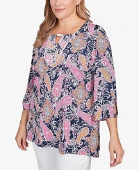Ruby Rd. Plus Beaded Neck Knit Top