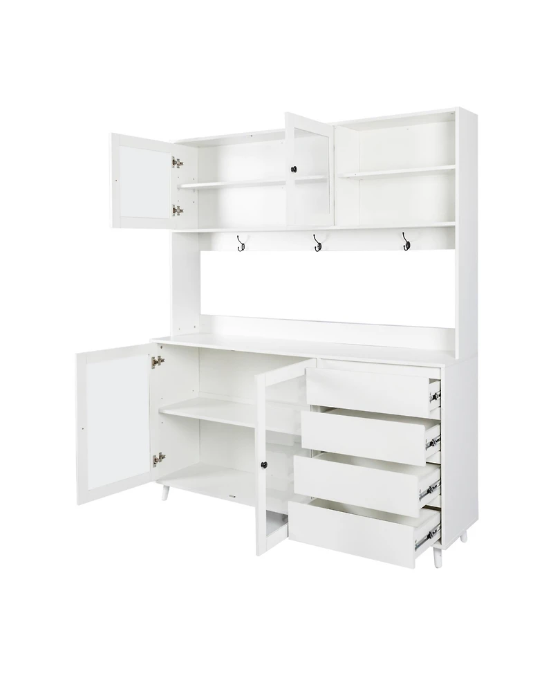 Streamdale Large White Kitchen Hutch with Microwave Shelf