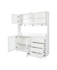 Streamdale Large White Kitchen Hutch with Microwave Shelf