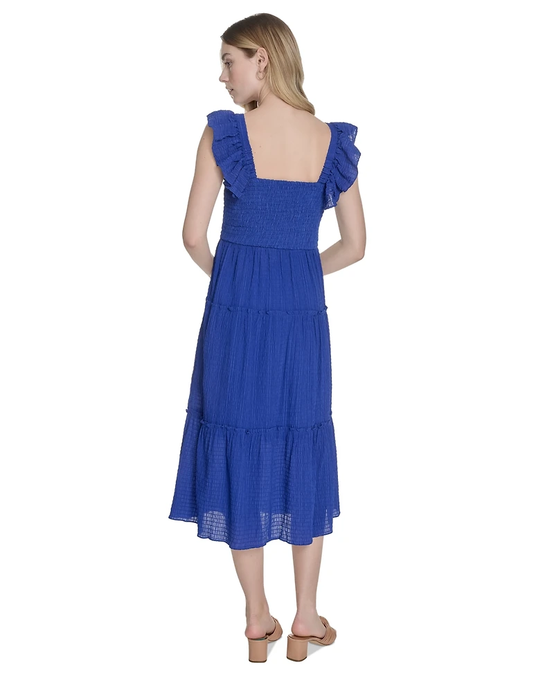 Vince Camuto Women's Square-Neck Ruffle-Strap Smocked Dress