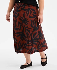 On 34th Trendy Plus Underwater Floral Slip Skirt, Exclusively at Macy's