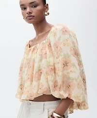Mango Women's Open-Back Floral Blouse