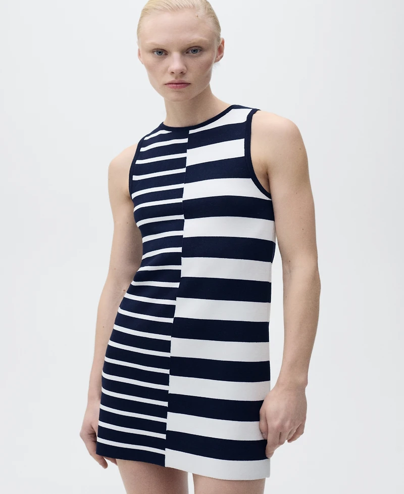 Mango Women's Combined Stripes Knitted Dress
