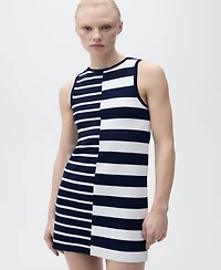 Mango Women's Combined Stripes Knitted Dress