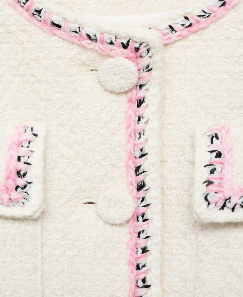 Mango Women's Contrasting Trims Tweed Jacket