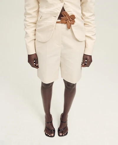 Mango Women's Linen-Blend Suit Bermuda Shorts