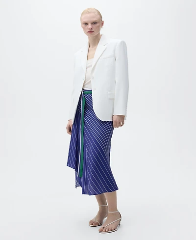 Mango Women's Belt Striped Midi Skirts