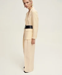 Mango Women's Straight Linen Blend Suit Pants