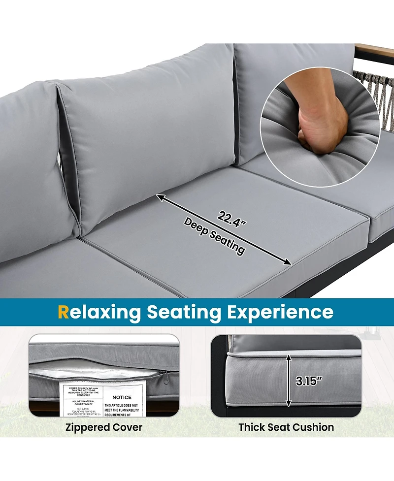 Mondawe 4 Pieces Outdoor Sectional Sofa Set 5-person Patio Seating Group