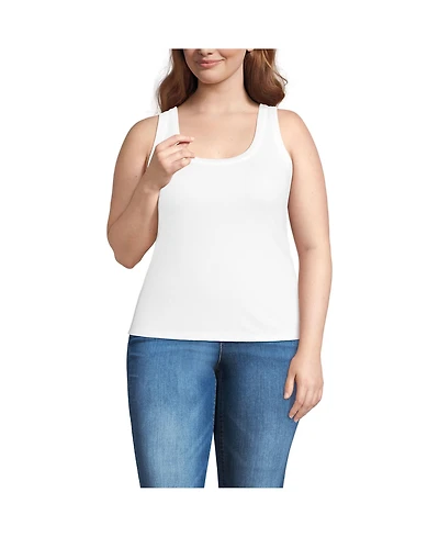 Lands' End Plus Drapey Rib Fitted Tank Top