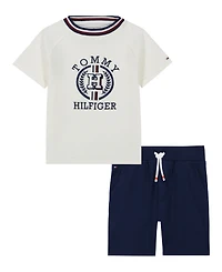 Tommy Hilfiger Toddler Boys 2-Piece Signature Raglan T-Shirt and French Terry Shorts Set