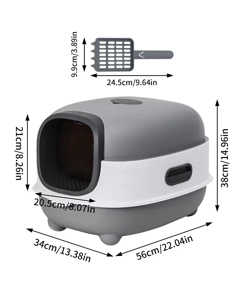 Bingopaw Hooded Front-Entry Cat Litter Box With Scoop for Cats