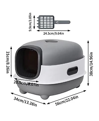 Bingopaw Hooded Front-Entry Cat Litter Box With Scoop for Cats