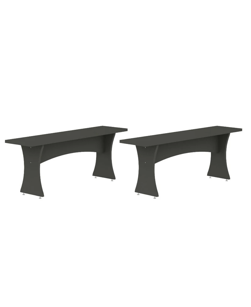 Manhattan Comfort Coney 2-Pc. 53.14" Mid-Century Modern Dining Bench Set
