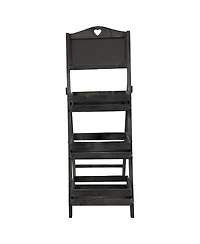 Country Heart Ladder Plant Stand with Chalkboard - 41” H - Black