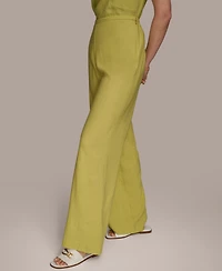Donna Karan New York Women's Linen-Blend Wide Leg Pants