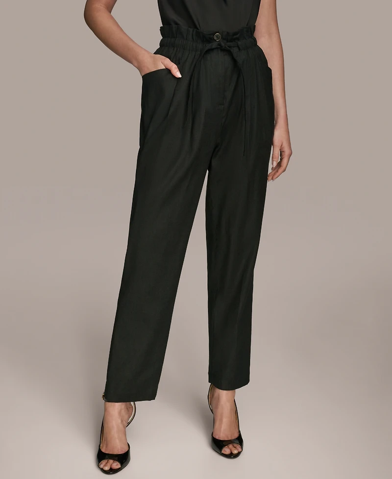 Donna Karan New York Women's Linen-Blend Paperbag-Waist Pants