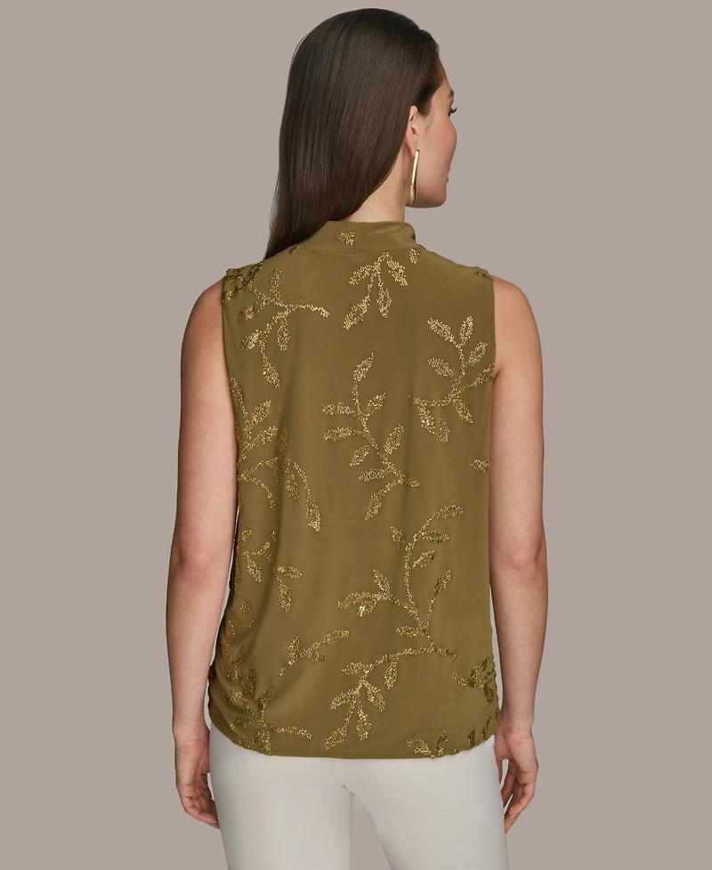 Donna Karan New York Women's Sleeveless Embellished Cowlneck Blouse